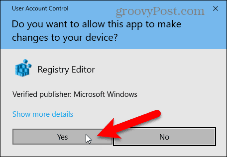 Caixa de diálogo Controle de Conta de Usuário no Windows 10