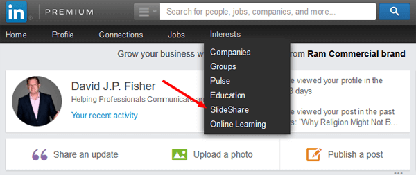 adicionar slideshare ao perfil do LinkedIn