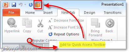 barra de iniciação rápida tem ícones da faixa de opções