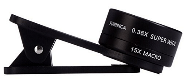 Prenda o FUNIPICA na lente da câmera do seu computador ou dispositivo móvel para obter uma lente mais ampla.