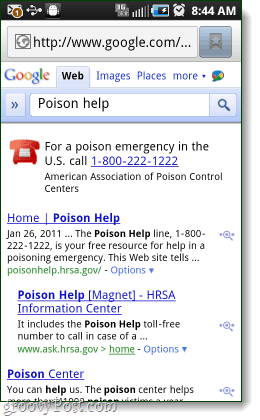 números de ajuda do google poison