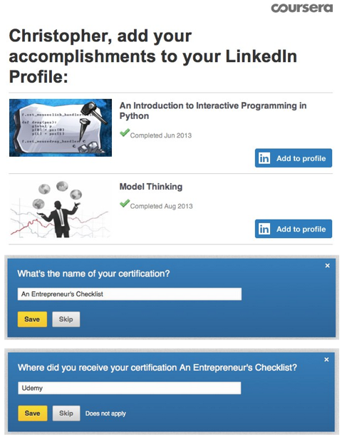 LinkedIn adicionar certificações
