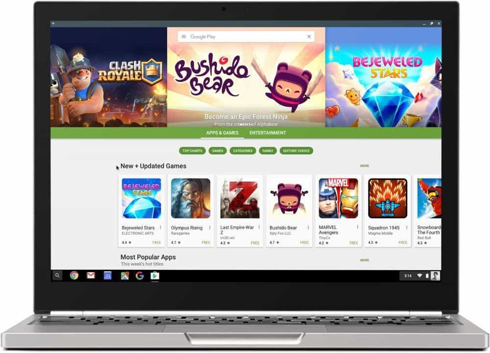 Google Play Store chegando aos Chromebooks, mas nem todos