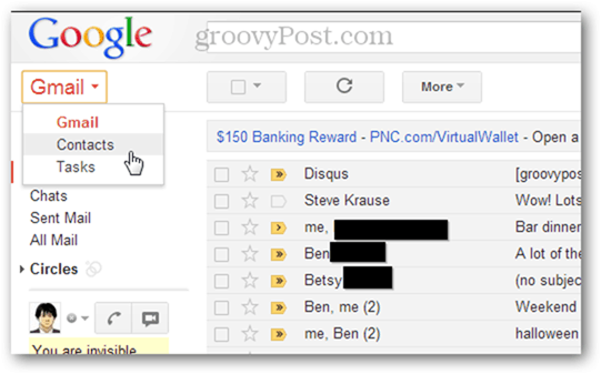 importar vários contatos no Gmail