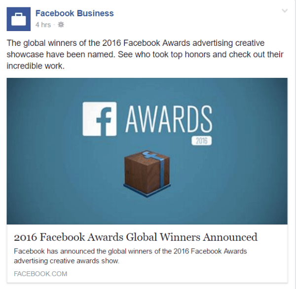Prêmios do facebook de 2016