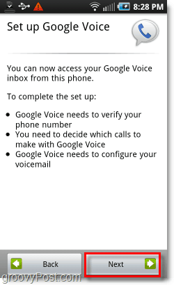 Login do Google Voice no Android Mobile