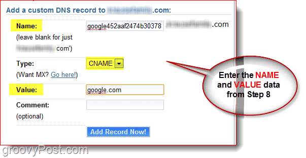Gerencie seu DNS de domínio no Dreamhost.com CNAME
