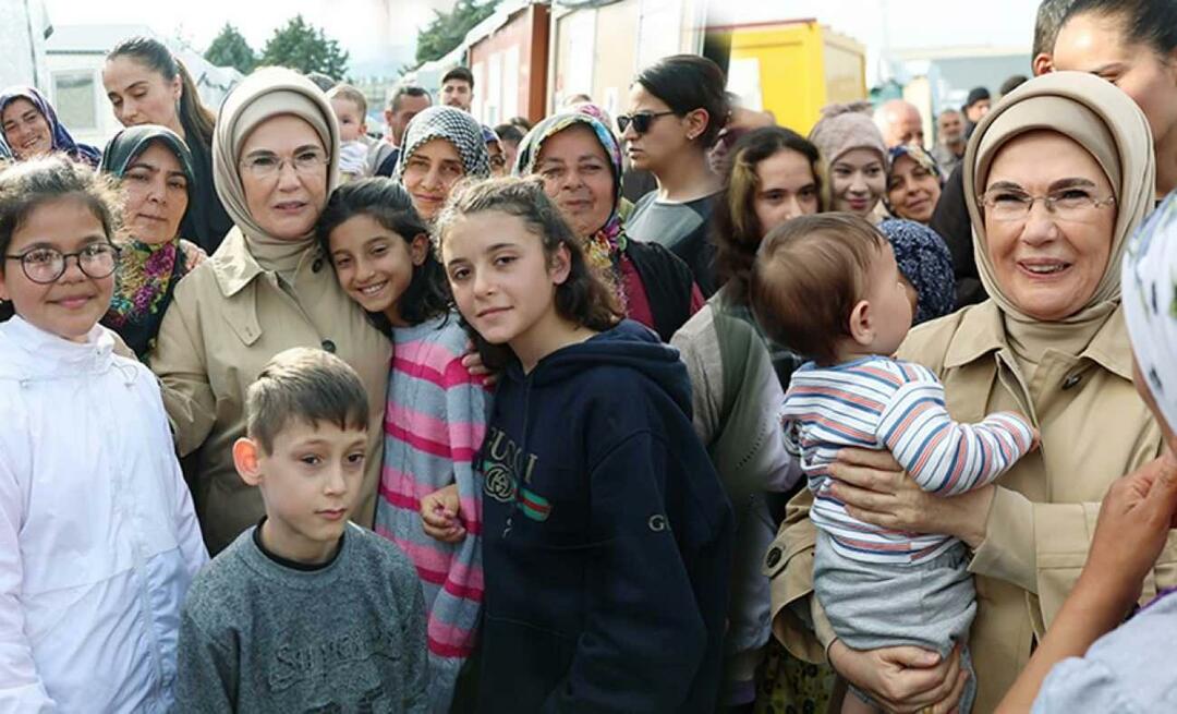 Emine Erdoğan se reuniu com vítimas do terremoto em Hatay