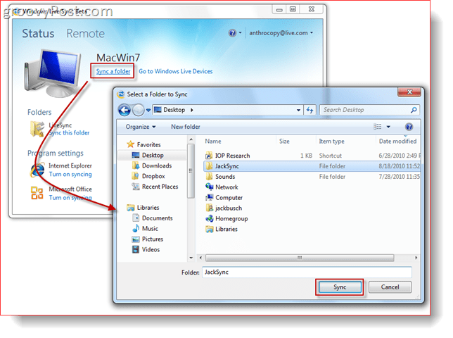Sincronizando uma pasta com o Windows Live Sync Beta