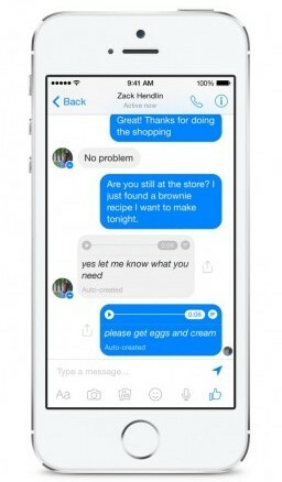 O Facebook Messenger testa o recurso de voz para texto.