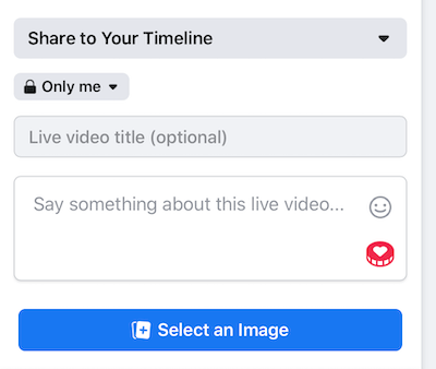 configurar a transmissão ao vivo do Facebook para configuração de privacidade Somente eu