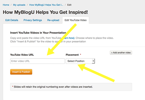 adicionar youtube no slideshare