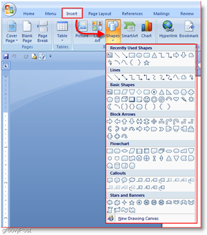 Formas de inserção do Word 2007