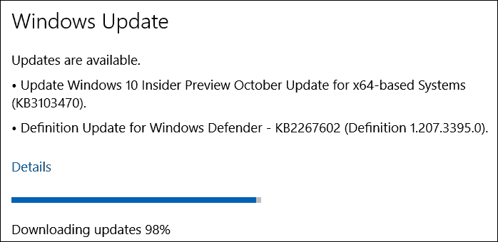 Atualização de outubro (KB3103470) para Windows 10 Insider Preview