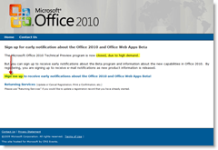 Office Web Apps - formulário de inscrição beta