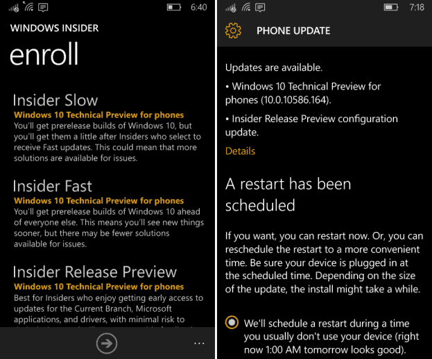 Lançamento do Windows 10 Mobile Build 10586.164, troque de anel para obtê-lo