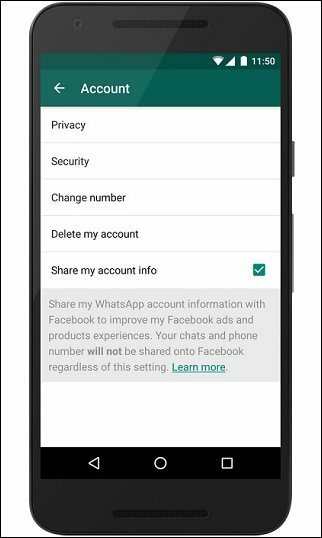 Impedir o WhatsApp de compartilhar dados de contato com o Facebook
