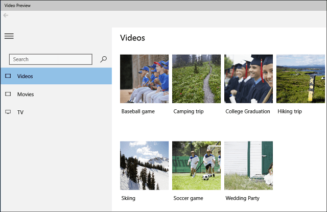 Aplicativo de visualização de vídeos da Microsoft