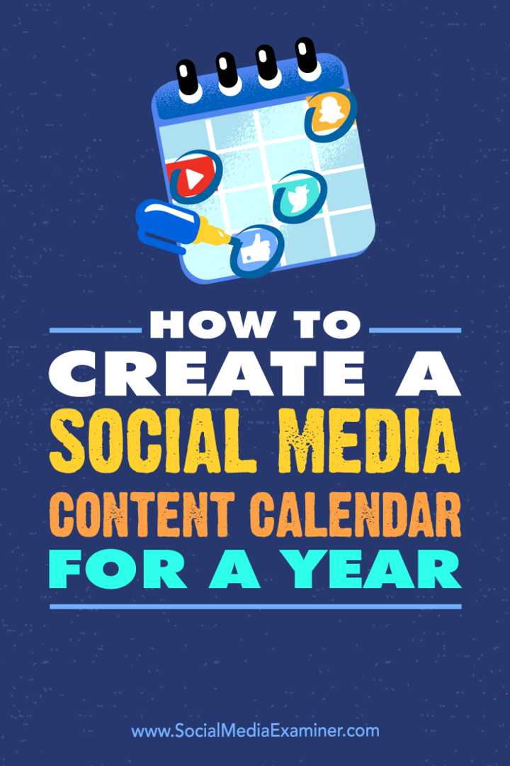 Como criar um calendário de conteúdo de mídia social por um ano, por Leonard Kim no Examiner de mídia social.