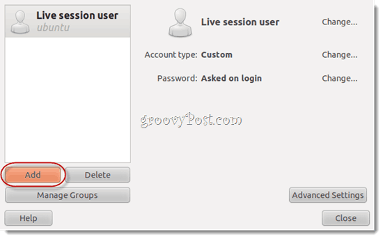 usuário de sessão ao vivo ubuntu