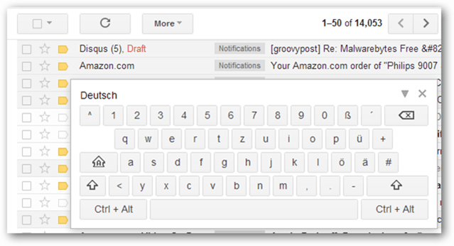 teclado na tela do gmail