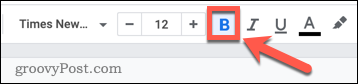 Selecionando fonte em negrito no Google Docs