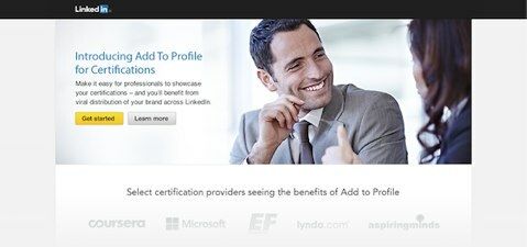LinkedIn adicionar ao perfil para certificações