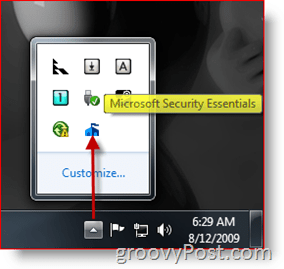 Ícone / Iniciar da barra de tarefas do Microsoft Security Essentials