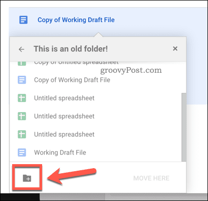 Criando uma nova pasta para mover arquivos no Google Drive