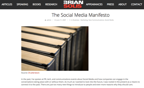Quando Brian viu o potencial da mídia social, ele escreveu o Manifesto de Mídia Social.
