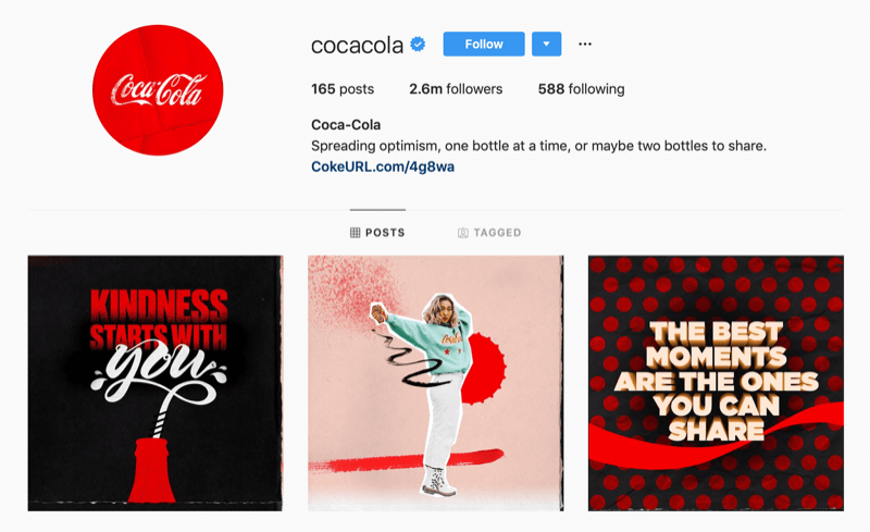 Perfil do Instagram para Coca-Cola