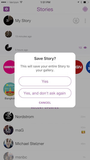 salve sua história do Snapchat em seu telefone