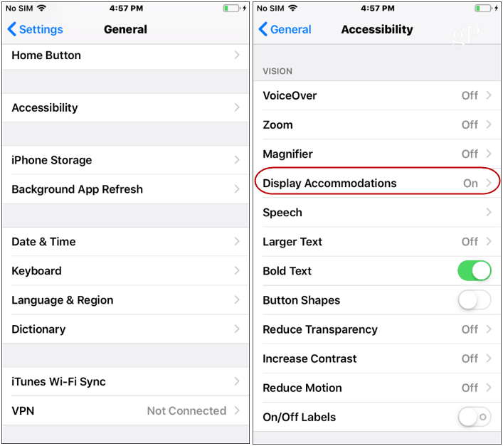 Configurações do iOS Dark_Mode Acessibilidade
