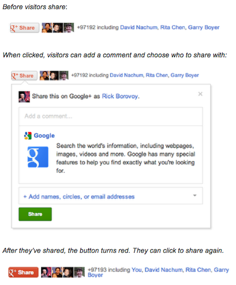 botão de compartilhamento google +