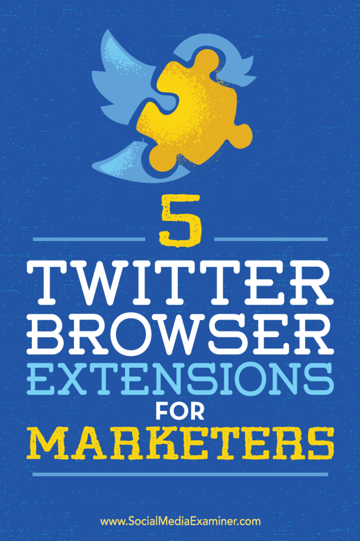 Dicas sobre cinco extensões de navegador para ajudar a otimizar seu marketing no Twitter.