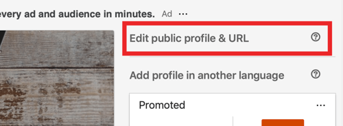 Edite seu URL do LinkedIn, etapa 1.