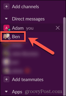 mensagens diretas do Slack