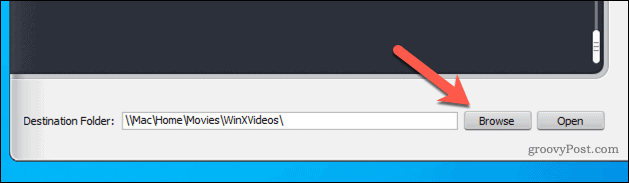 Configurando o destino de saída do arquivo no WinX