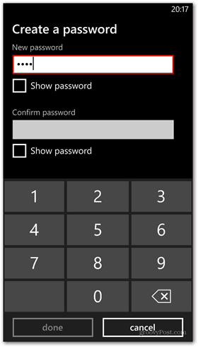 Windows Phone 8 personalizar o conjunto de senhas da tela de bloqueio