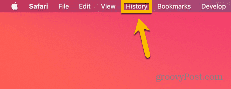 menu de história do safari mac