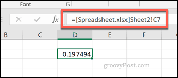 Referência de célula única de um arquivo de planilha do Excel externo
