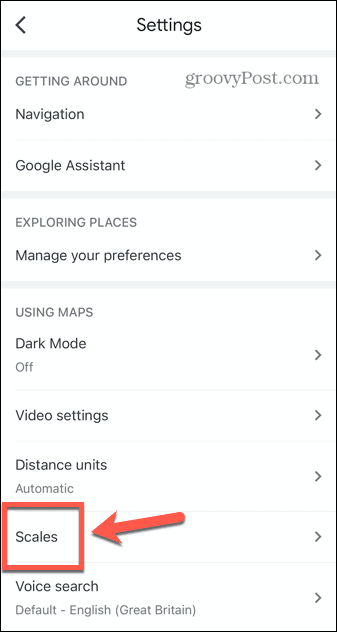 configurações de escalas do google maps