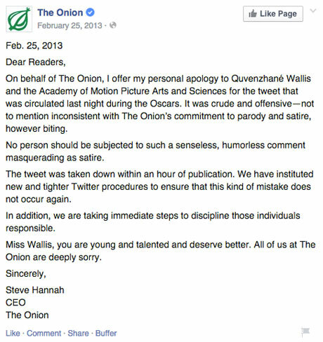 o post do facebook das desculpas da cebola