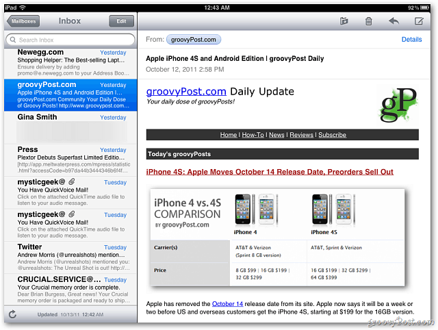 Caixa de entrada do iOS 5