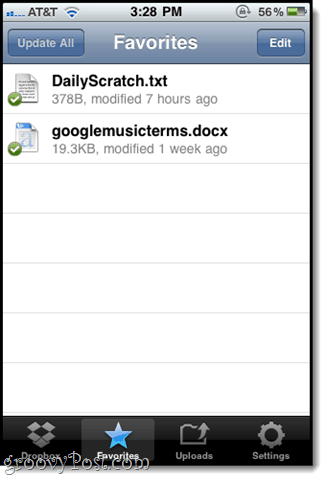 aplicativo móvel iOS do Dropbox