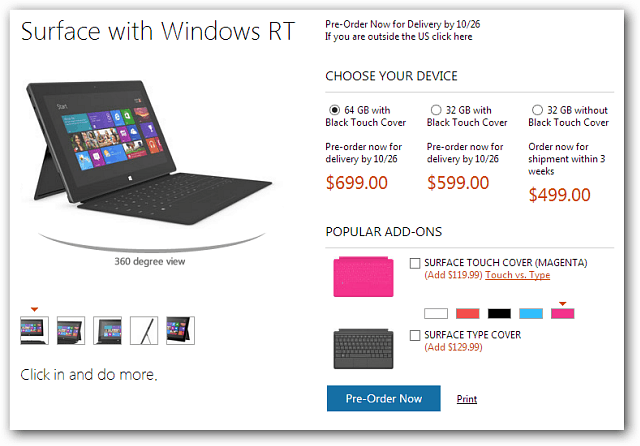 Microsoft anuncia o preço do Tablet Surface RT, disponível para pré-encomenda