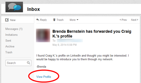 visualizar um perfil do LinkedIn via inmail