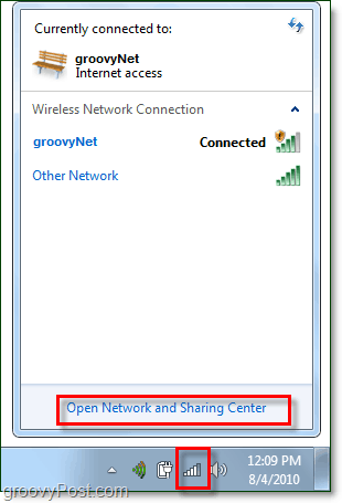 gerenciar redes a partir da bandeja do sistema do Windows 7