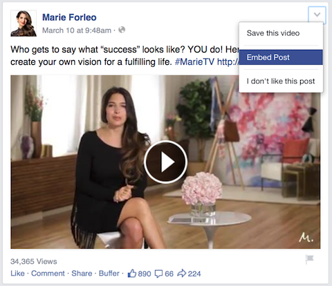 marie forleo video post no facebook