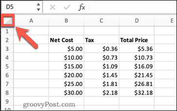 selecionar todas as células excel